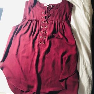 Maroon lace up top M